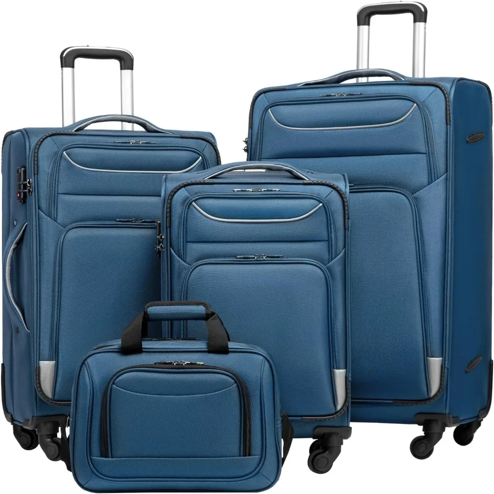 

Coolife Luggage 4 Piece Set Suitcase Spinner TSA Lock Softshell lightweight