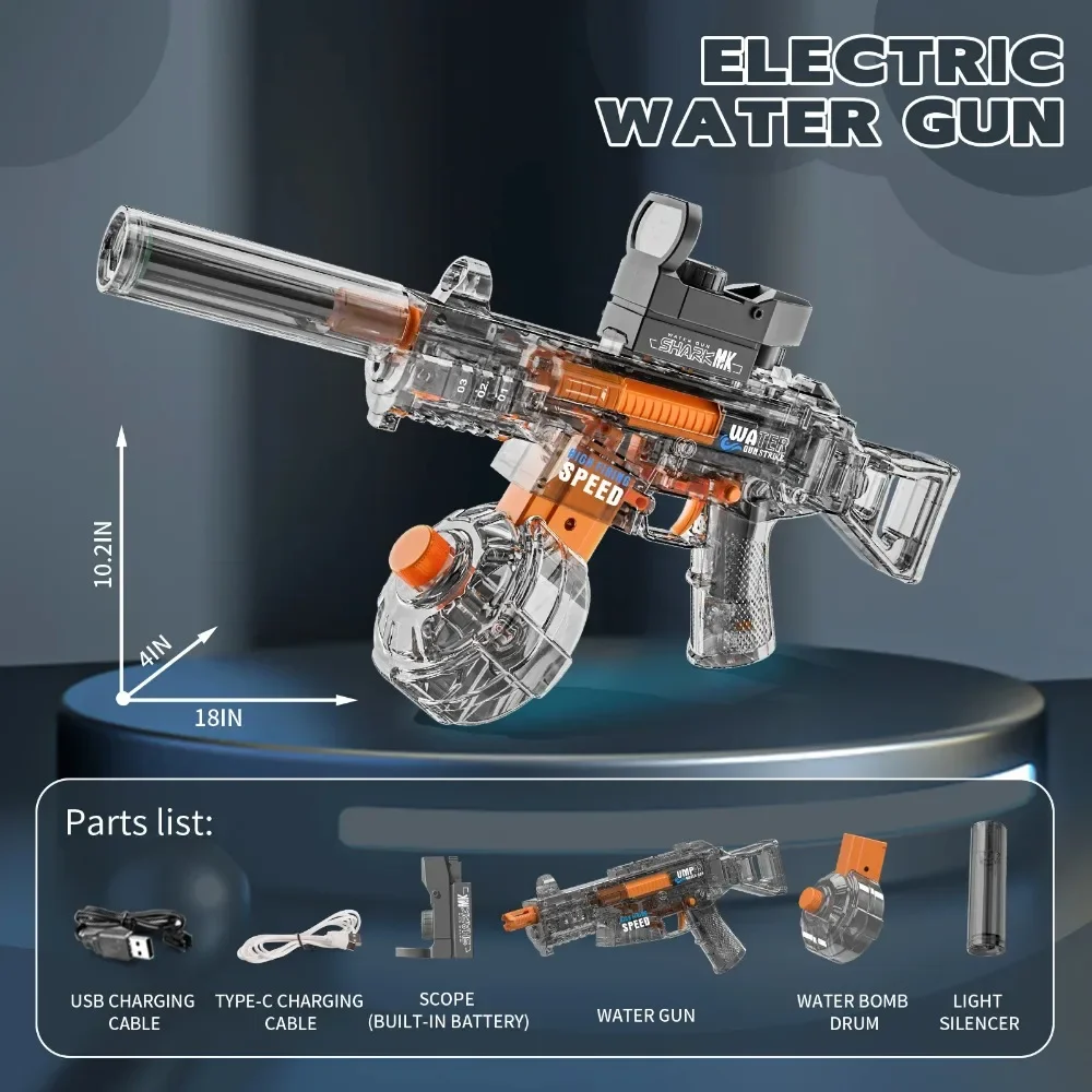 Elektryczny pistolet na wodę z efektem płomienia do zabawy w basenie_voghion.com