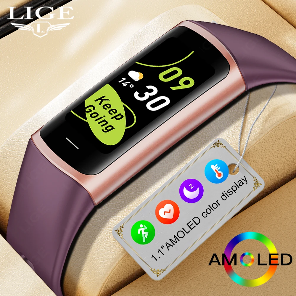 LIGE 1.1 인치 새로운 스포츠 스마트 밴드 피트니스 트래커 남자 여자 방수 연결 트래커 팔찌 Smartwatch For 안드로이드 ios