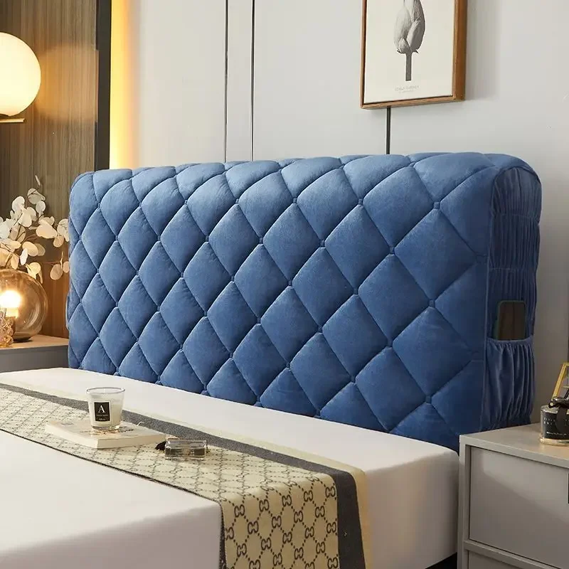 Soft Velvet Bed Headboard Cover Anti-Dust Thicken Back Protector