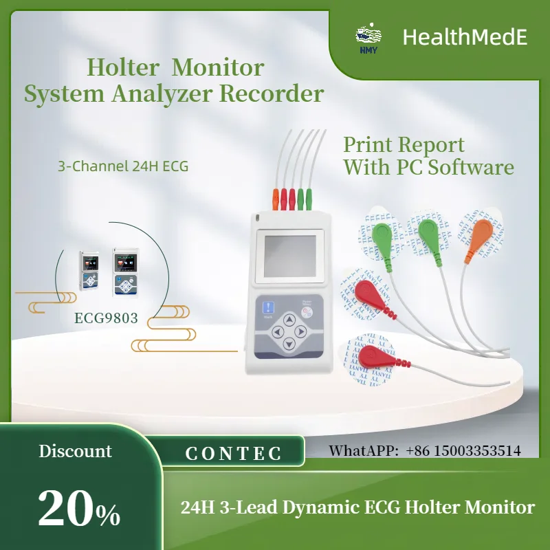 3 Channel Recordable Machine ECG Holter Monitoring System Tester Monitor Health Care Print Report With PC Software