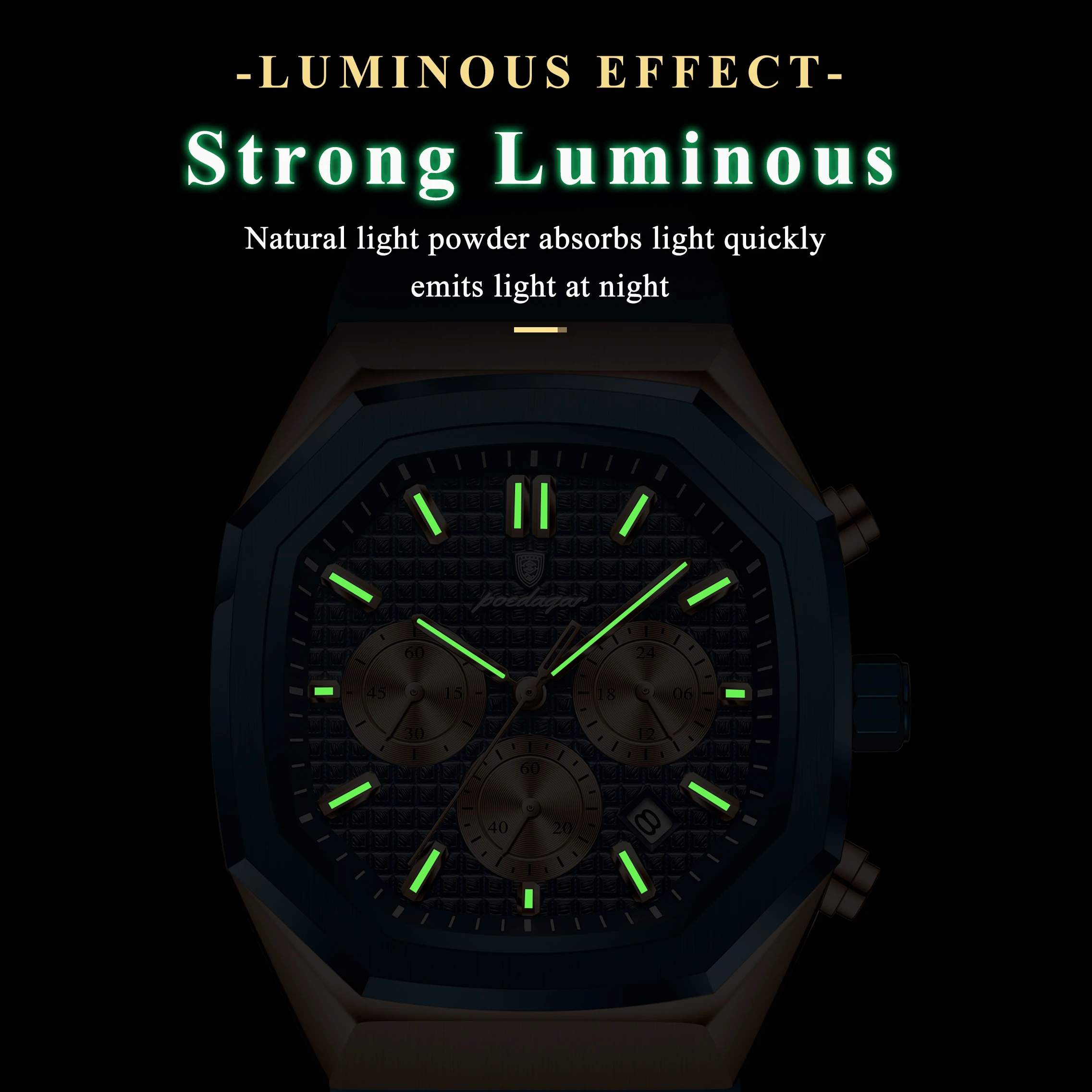Poedagar Original Men's Wristwatch Chronograph Date Silicone Strap Man Watch Waterproof Luminous Quartz Watches For Men+box Gift, Alina Gadgets