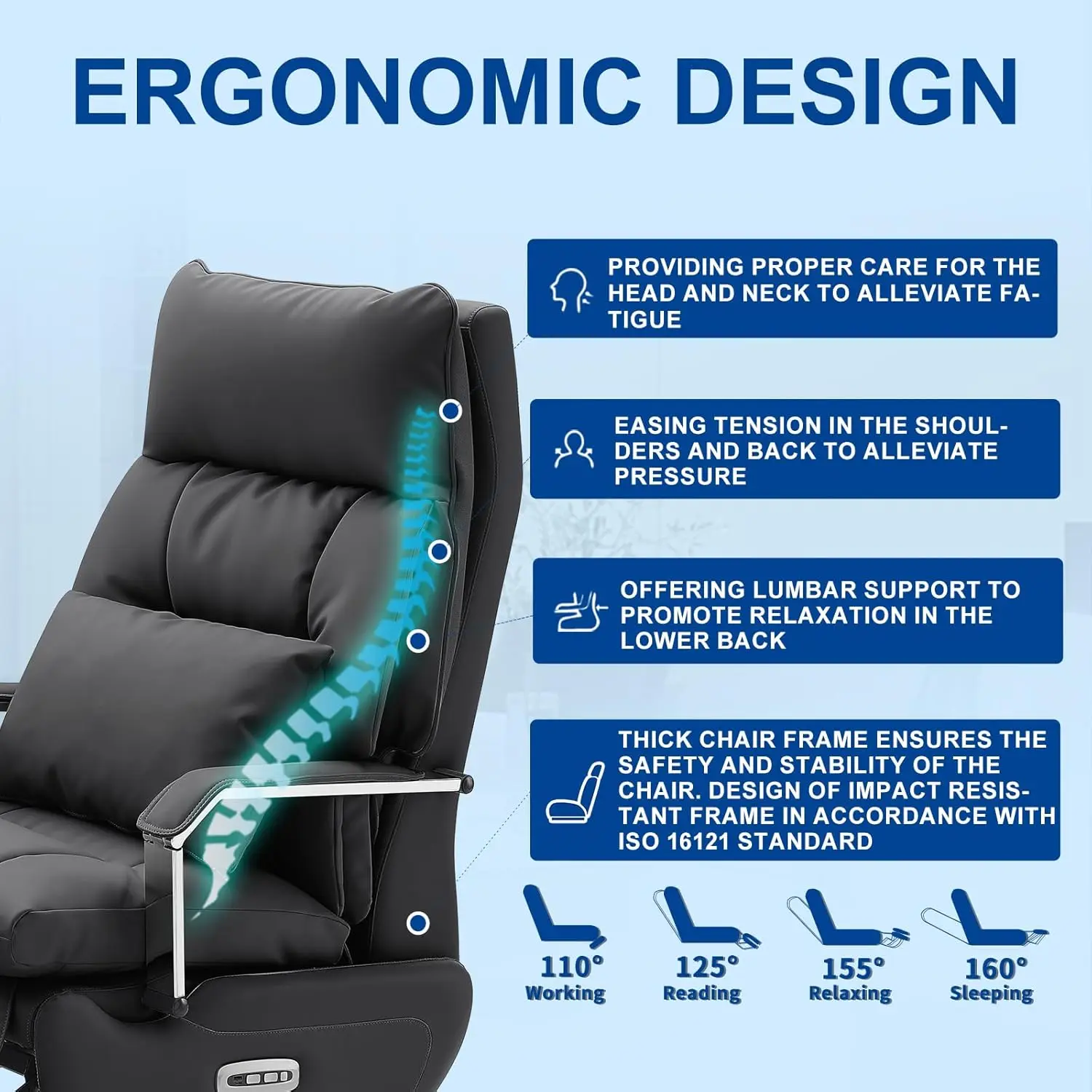 Recliner Chair With Neck And Back Support Dual Motor Executive