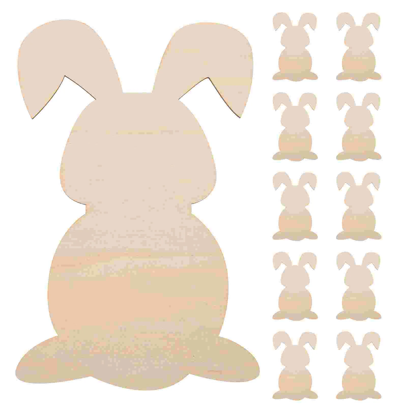 

8/10pcs Easter Bunny Blank Wood Chips DIY Wooden Ornament Crafts Kids Toy Gift Happy Easter Party Home Desktop Decoration