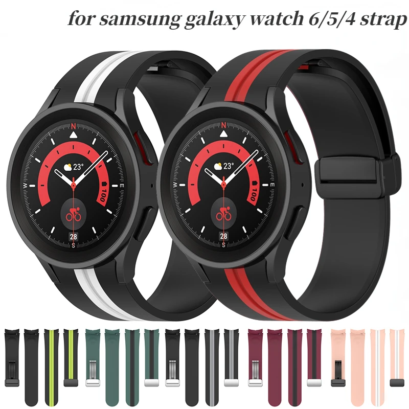 

20mm Silicone Strap For Samsung Galaxy Watch 6/5/4 40mm 44mm 5Pro 45mm Magnetic Bracelet For Galaxy Watch 6 Classic 47/43mm Band