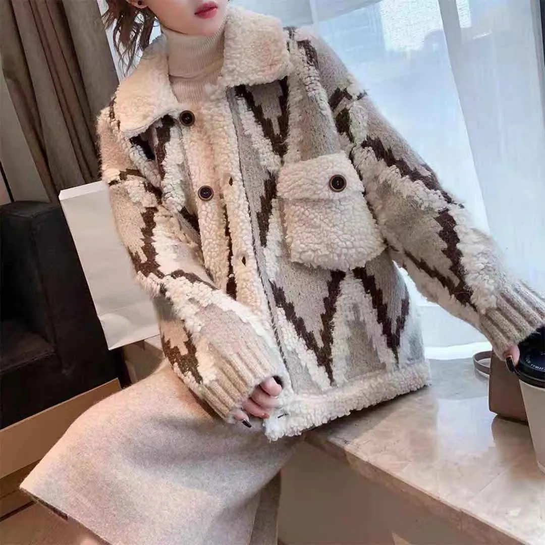 

Women's Matching Color Sweater Cardigan, Loose Large Size, Lazy Style, New Korean Version, Coarse Wool Knitted Coat, Autumn