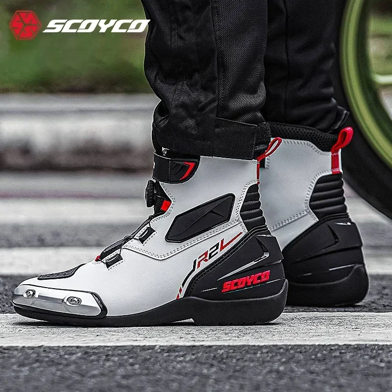 Men's Motorcycle items Boots SCOYCO Motorcross Riding Leather motorbike Fall Prevention Moto accessories motos Shoes