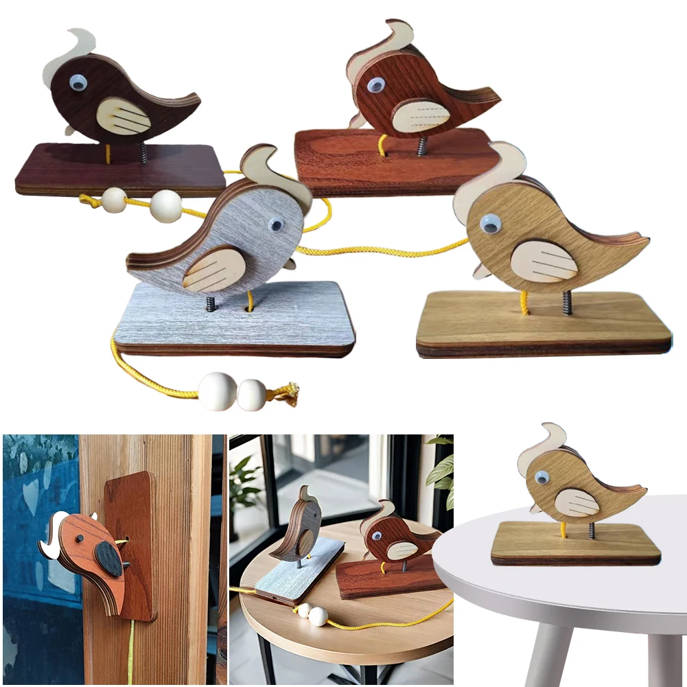 Description Picture 6 of itemWooden Woodpecker Door Bell with Pull Rope Manual Woodpecker Knocker Creative Vintage Bird Shape Doorbell Homestay Room Decor