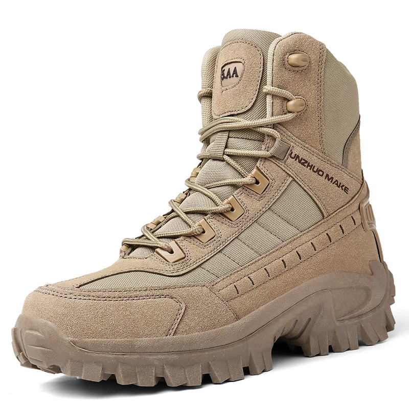 Men's Boots Autumn Round Head Lace Up High-top Sneakers Outdoor Camping Breathable Hiking Desert Boots Work Safety Shoes