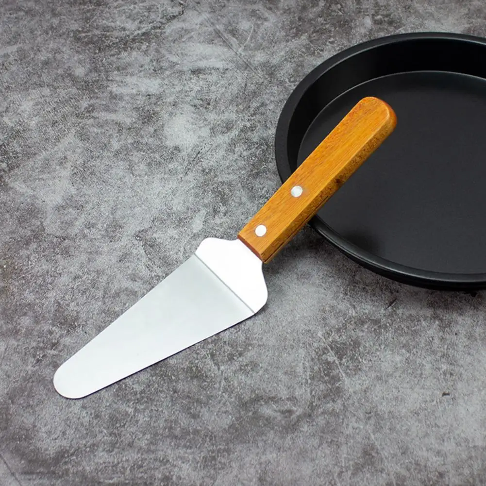 Stainless Steel Spatula Durable Stainless Steel Shovel Durable Spatula with Wooden Handle Comfortable for Cheese