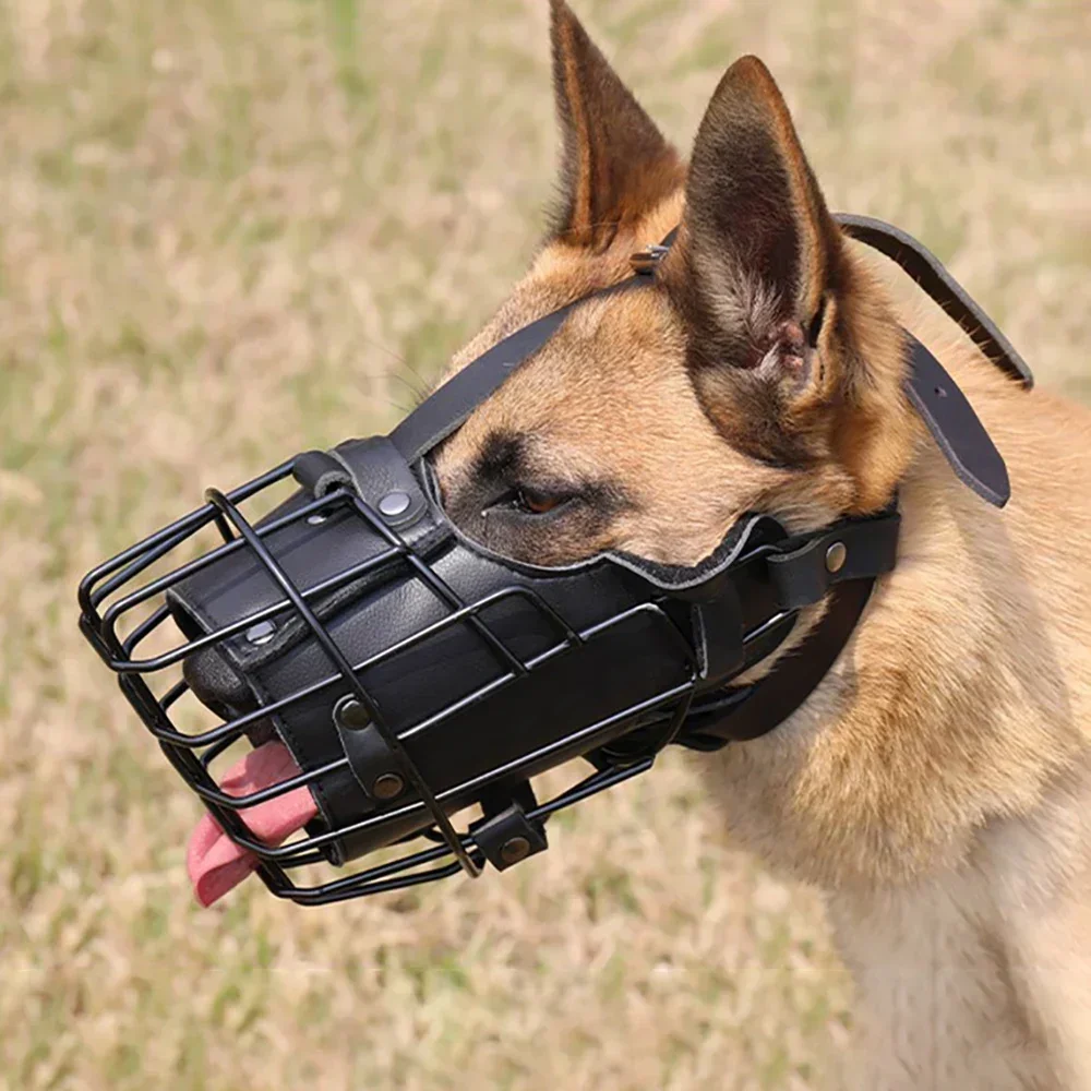 Dog Tactical Impact Metal Muzzle, Anti-Bite Pet Dog Training Mouth Cage Mask for Sniffer German Shepherd Doberman Rottweiler