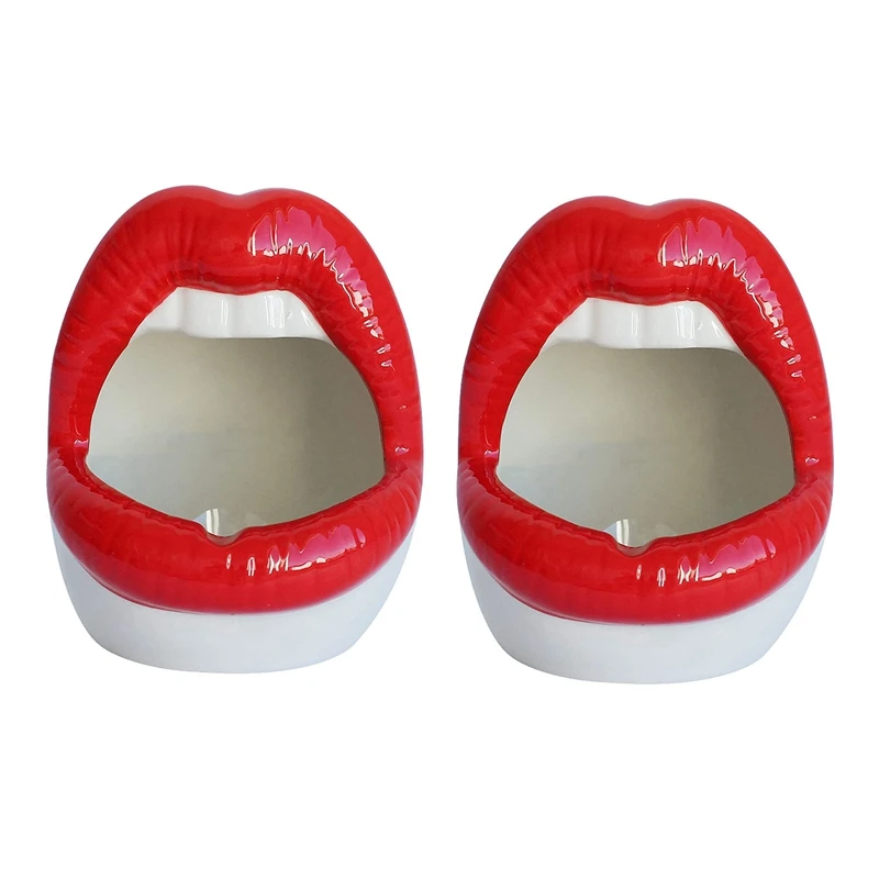 

Hot 2X Creative Succulent Cactus Pot,Ceramic Small Flower Plants Containers Sexy Big Lips Planter For Home Office, Red