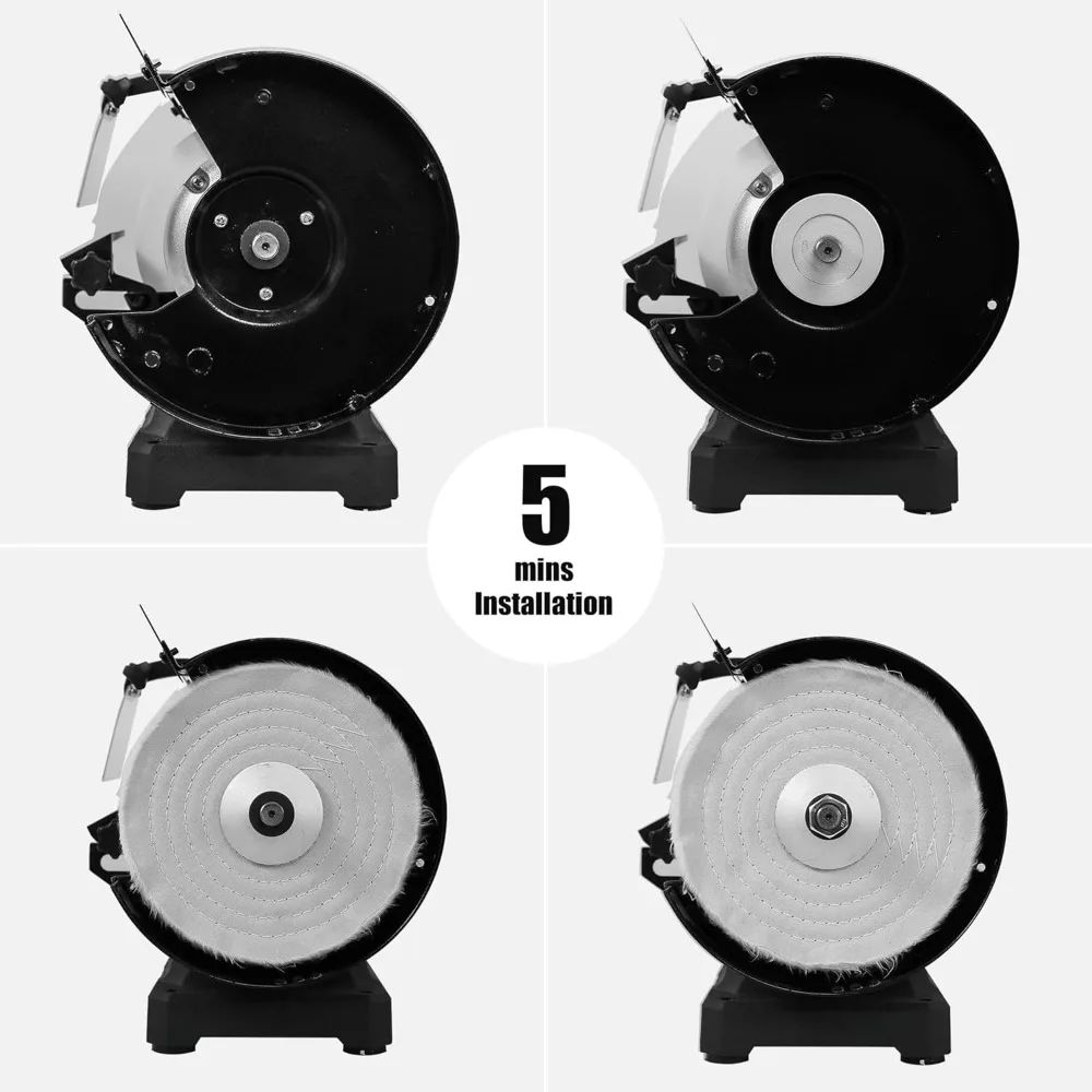 8 inch Dual Speed Bench Grinder & Buffer, Professional Low High Speed Bench Grinder Buffer with Cast Iron Base TDS-200DS 6
