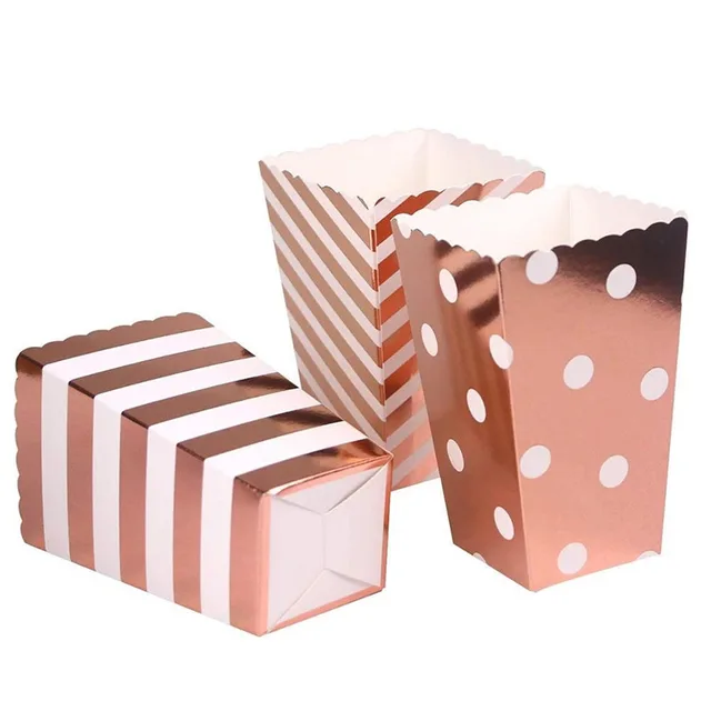 Enjoy Movie Nights with the Glittering Rose Gold Popcorn Boxes and Cups!