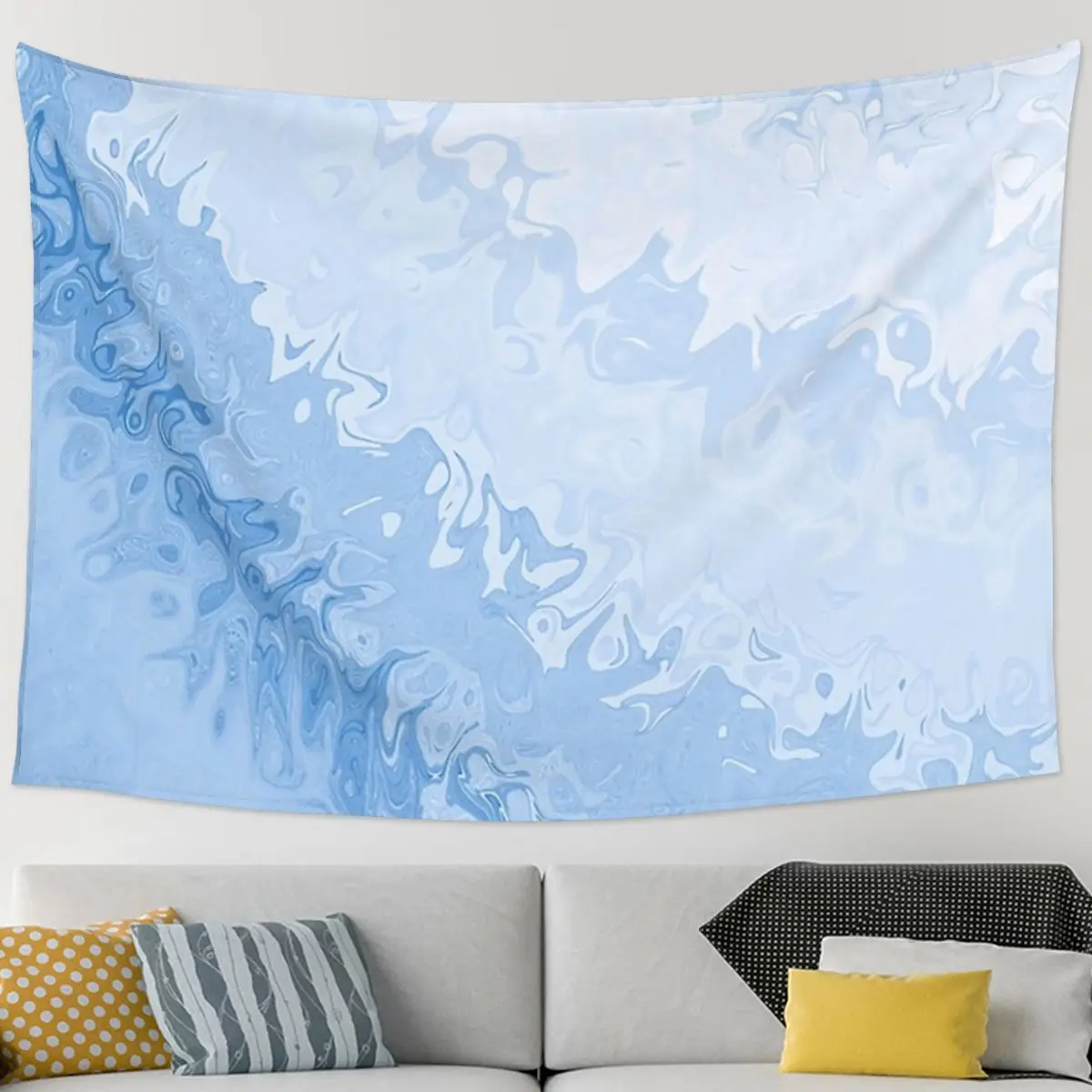 

Abstract - Pastel Blue Tapestry Art Wall Hanging Aesthetic Home Decoration Tapestries for Living Room Bedroom Dorm Room