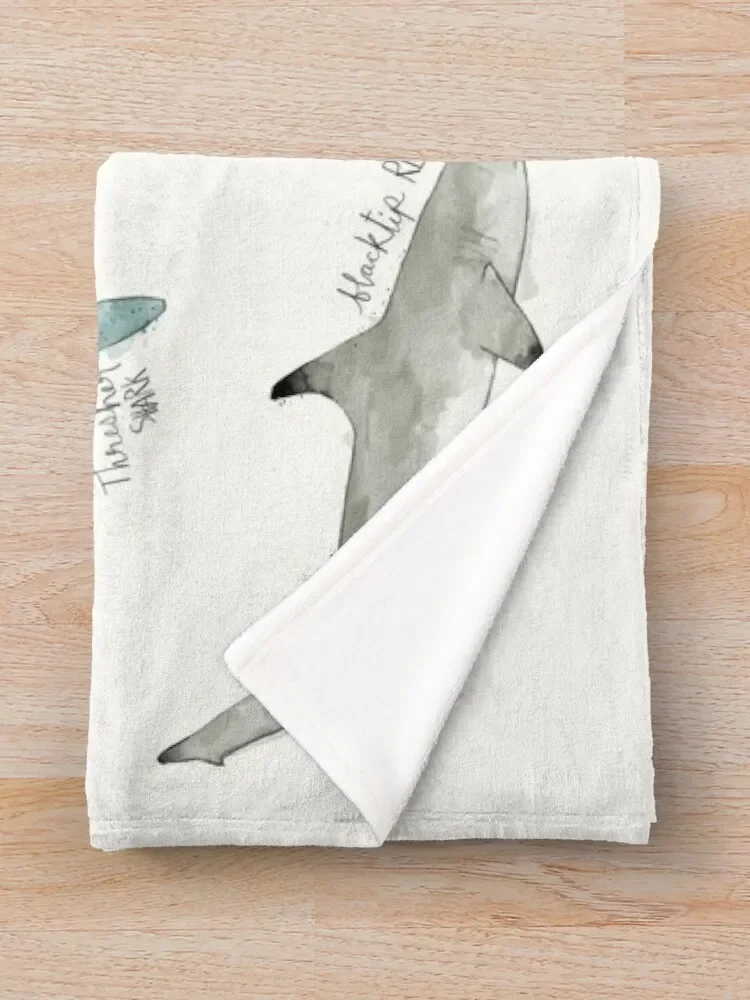 Sharks - Landscape Format Throw Blanket Soft For Decorative Sofa for sofa Loose Blankets