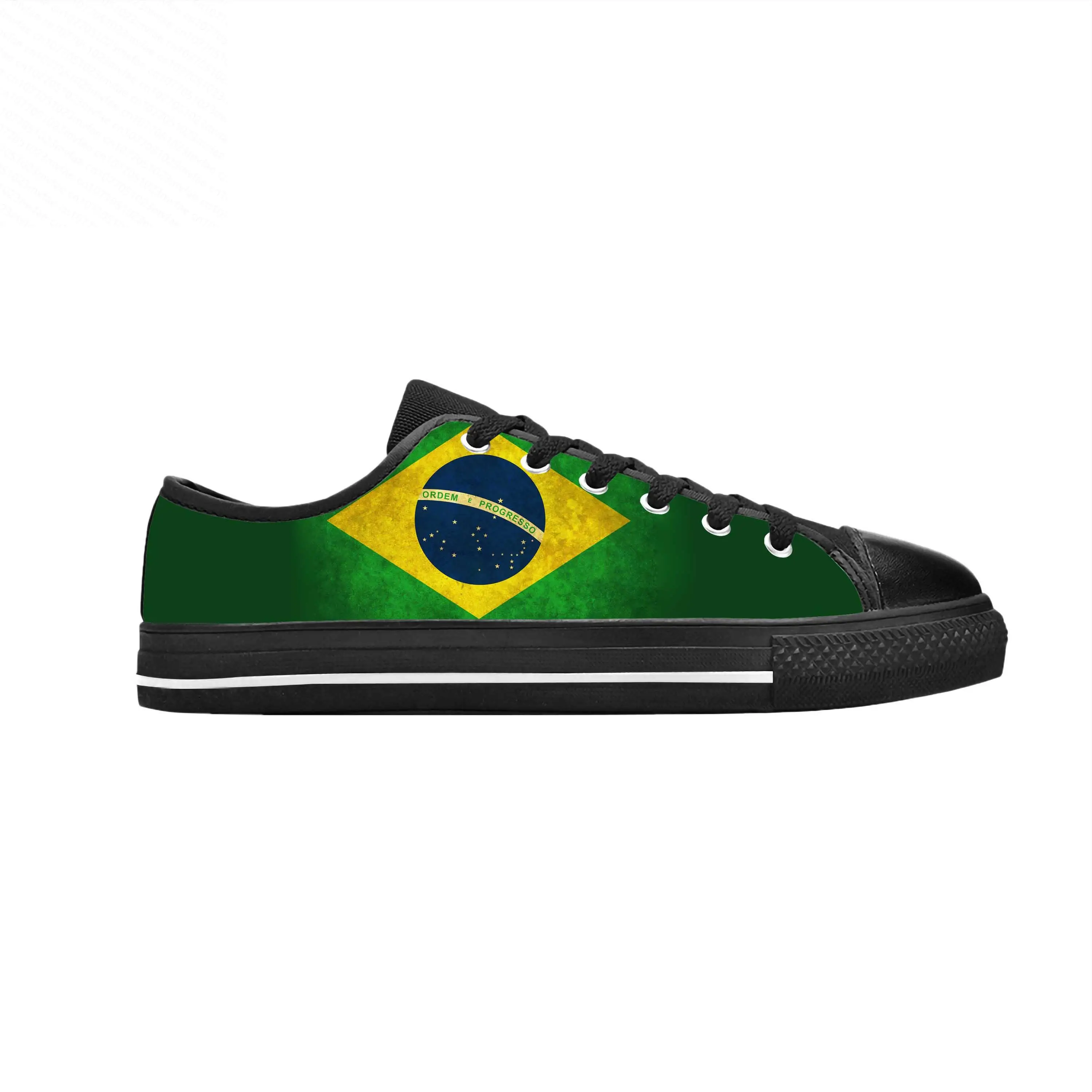

Brazil Brasil Brazilian Flag Patriotic Pride Funny Casual Cloth Shoes Low Top Comfortable Breathable 3D Print Men Women Sneakers