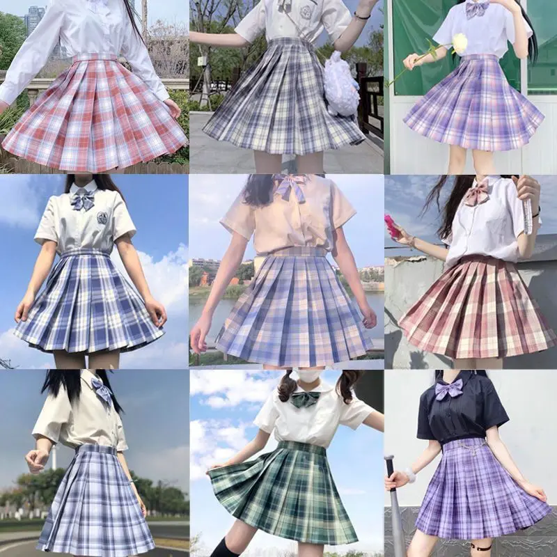 

Japanese Y2k Plaid Pleated Skirt Summer Women Mini Skirts Japan Style School for Girls High Waist Cute Bow Students Green Faldas