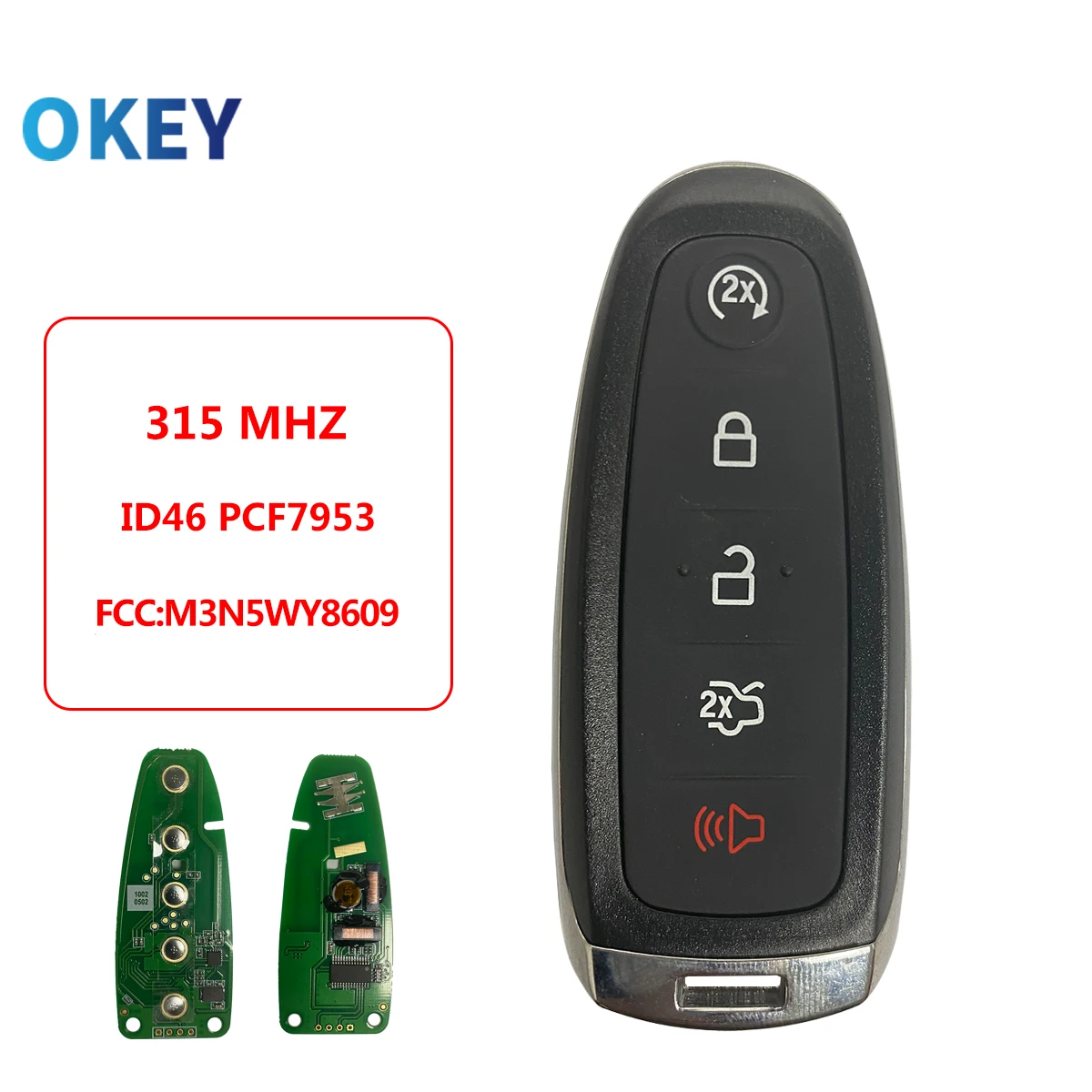 Okey Remote Control Smart Car Key For Ford Explorer Edge Flex C-max Taurus 2011 2012 2013 2014 2015 ID46  M3N5WY8609 315/433Mhz