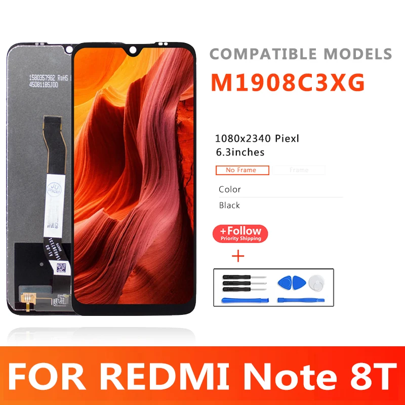 

6.3"For Xiaomi Redmi Note 8T LCD Display Touch Screen Replacement Parts For Xiaomi Redmi M1908C3XG LCD Display