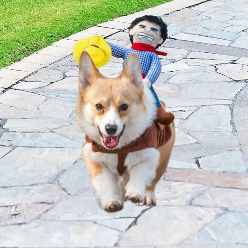 Cowboy Saddle Dog Costume Funny Dog Christmas Costume Creative Cowboy Pet Cat Clothes for Medium