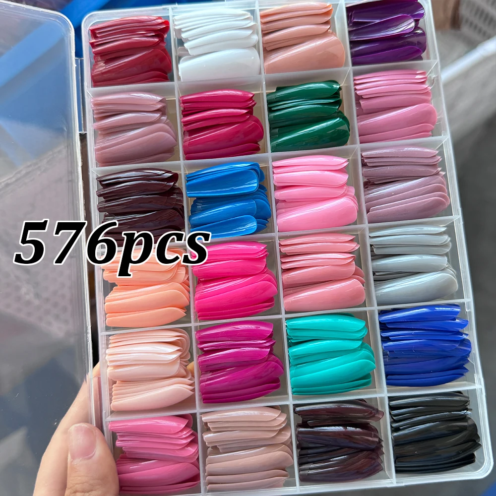 Colorful Coffin Fake Nails - Huge Variety