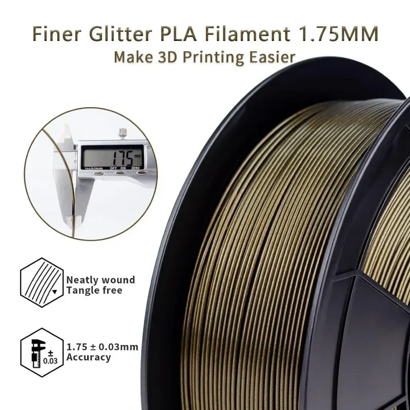 Mystical Serie Shiny Sparkle 3D-Druck-PLA-Filament, ultrafeiner Denser, glitzerndes, funkelndes, mehrfarbiges 1 kg 3D-Druckfilament – Detail 4