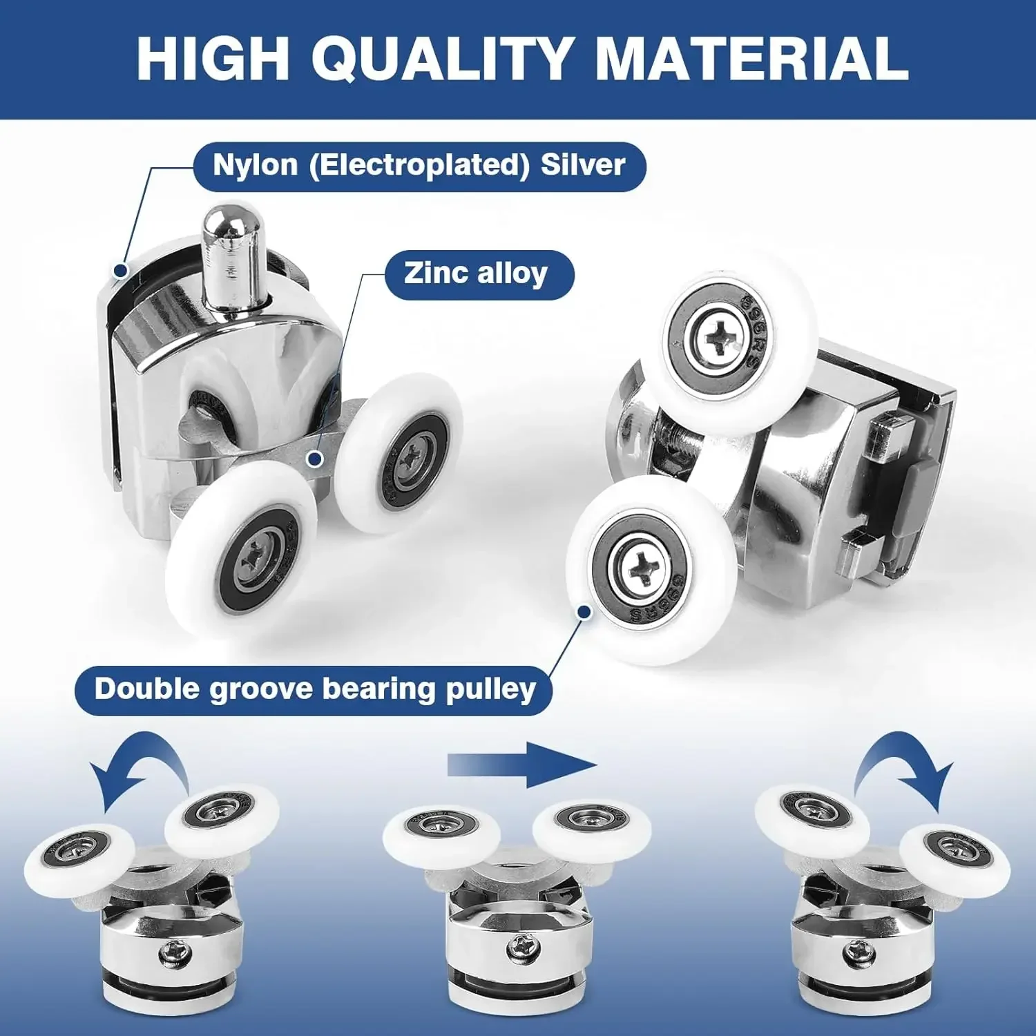 Shower Door Rollers 23mm Zinc Alloy Shower Door Wheels Curved Rollers Anti-Collision Block Bathroom Accessories