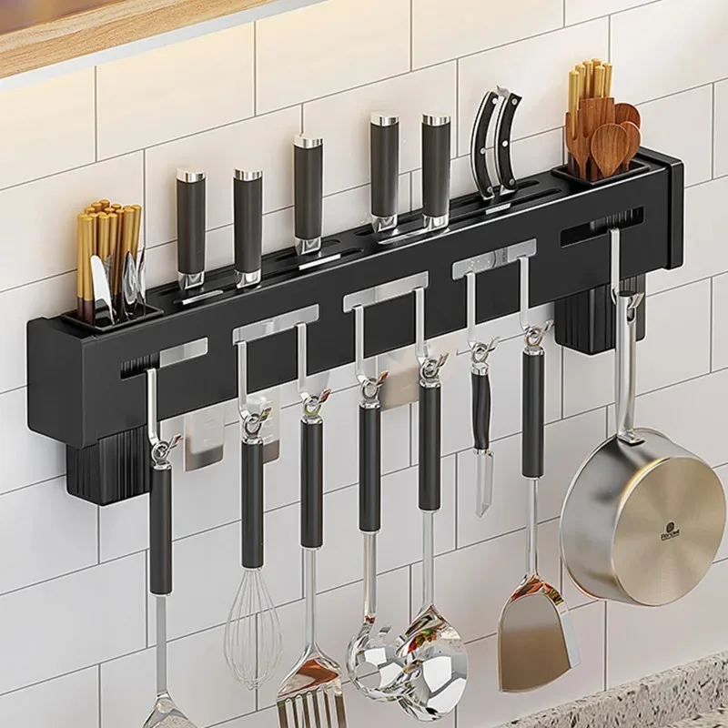 Multifunctional Stainless Steel Kitchen Knife Storage Rack Perforated Spoon Chopsticks Storage Rack Wall Hanging Knife kitchen storage rack kitchen organizer rack