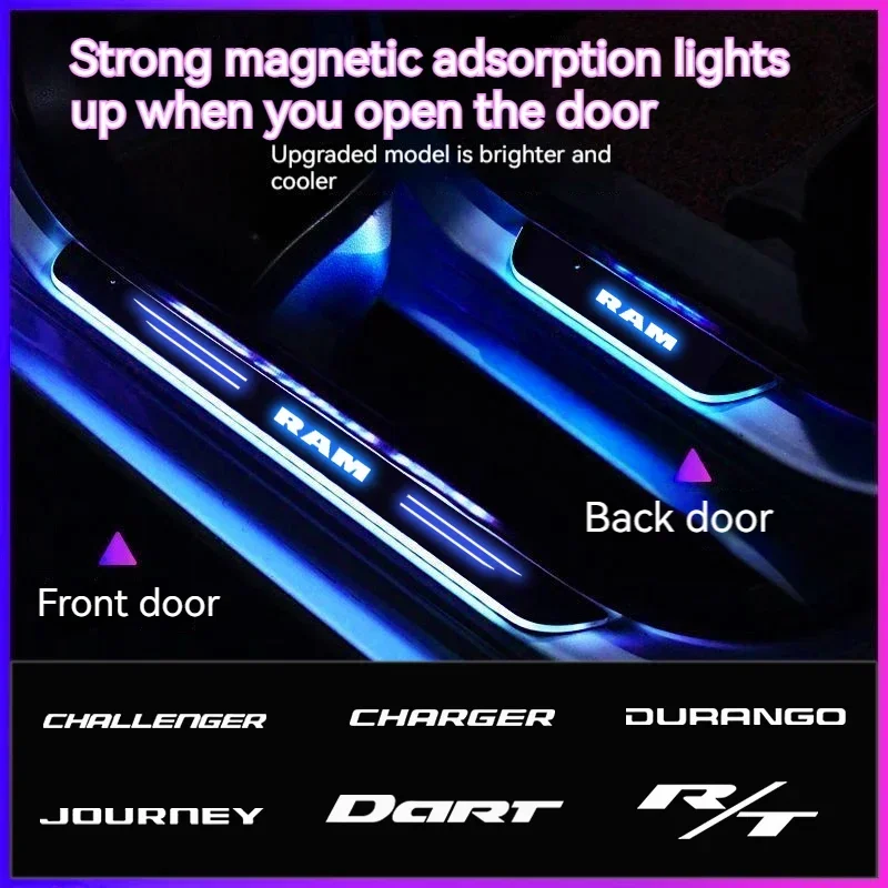 

For Dodge Durango Challenger RAM 1500 Dart Journey Srt RT Car Wireless LED Welcome Pedal Threshold Light passage Atmosphere lamp