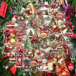 50PCS Festive Christmas Cartoon Art Stickers - Creative Retro Snowman & Christmas Tree Designs (50PCS)