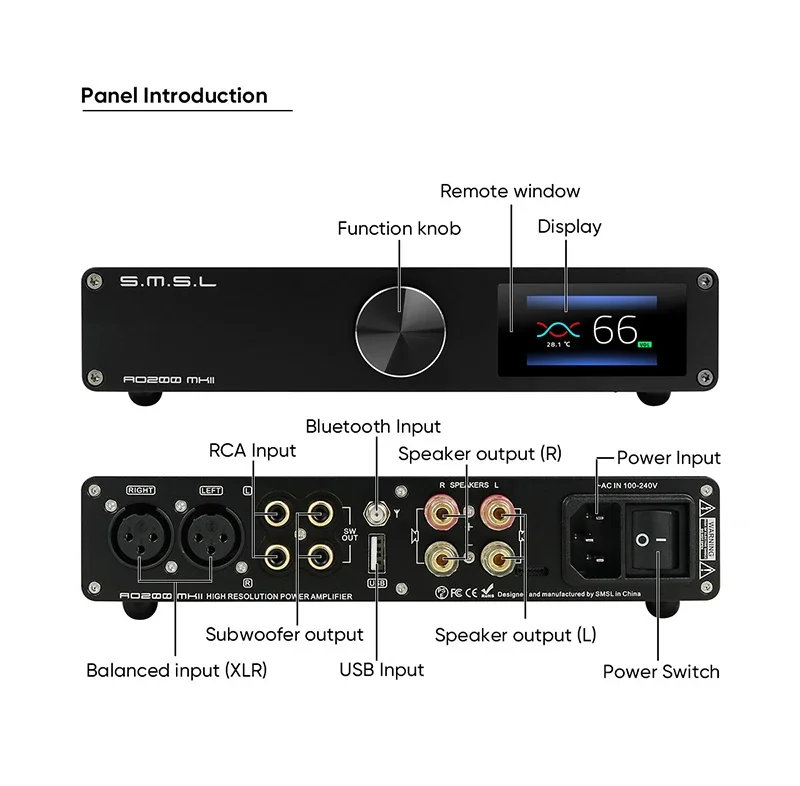 Smsl ao200 mkii-デジタルアンプ,高出力ステレオアンプ,バランス入力 