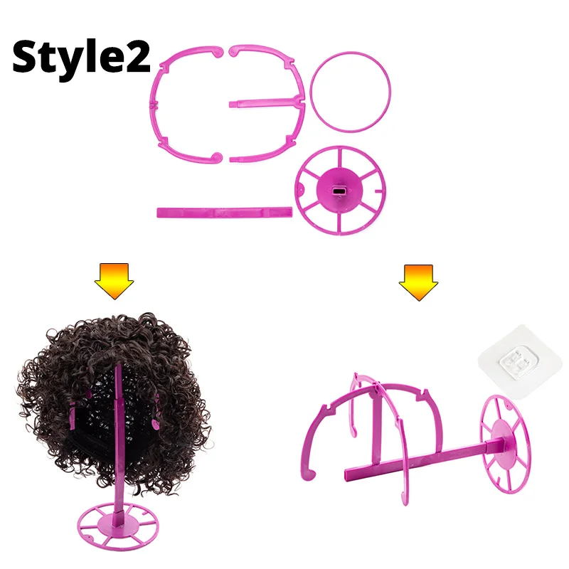 Plussign Plastic Hanging Wig Stand Foldable For Wigs And Hats Travel Salon Display Stands Drying Hair wig stand