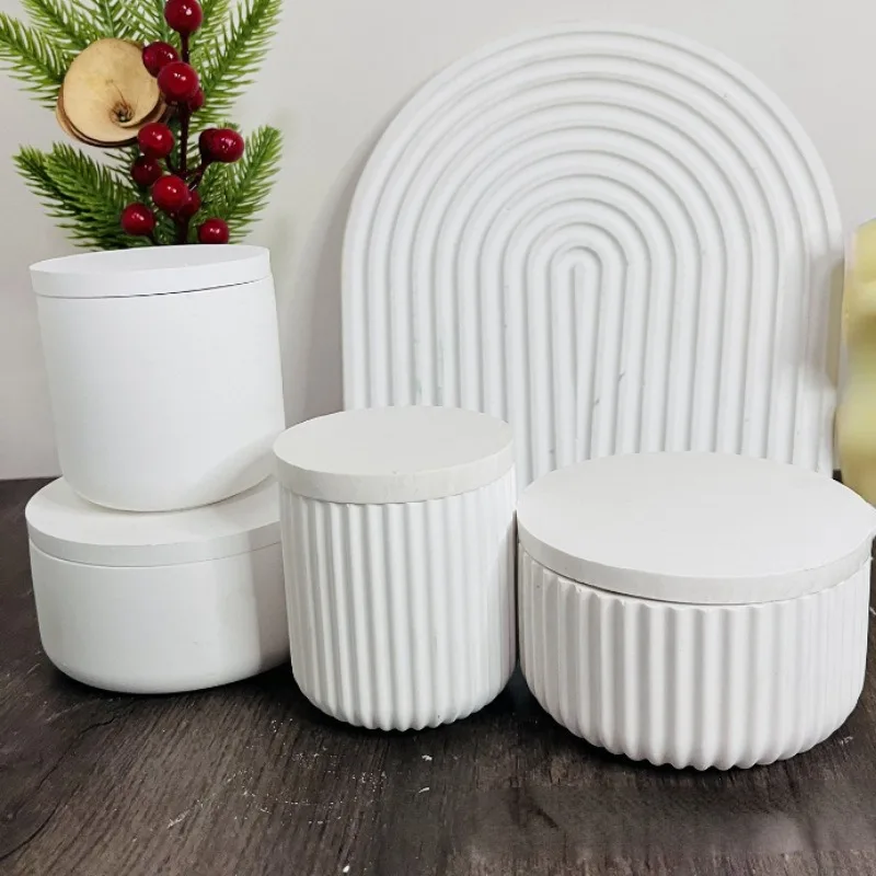 Silicone Mold DIY Handmade Gypsum Form Aroma Cup Flowerpot Mold Concrete Form for Candles Jar Mould Silicone Moulds Cement Jewelry Box Molds