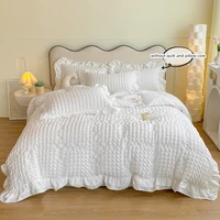 3pcs Korean lace Bedding set seersucker Duvet Cover Set (1*Duvet Cover + 2*Pillowcase, Without Core)for bedroom guest room 5