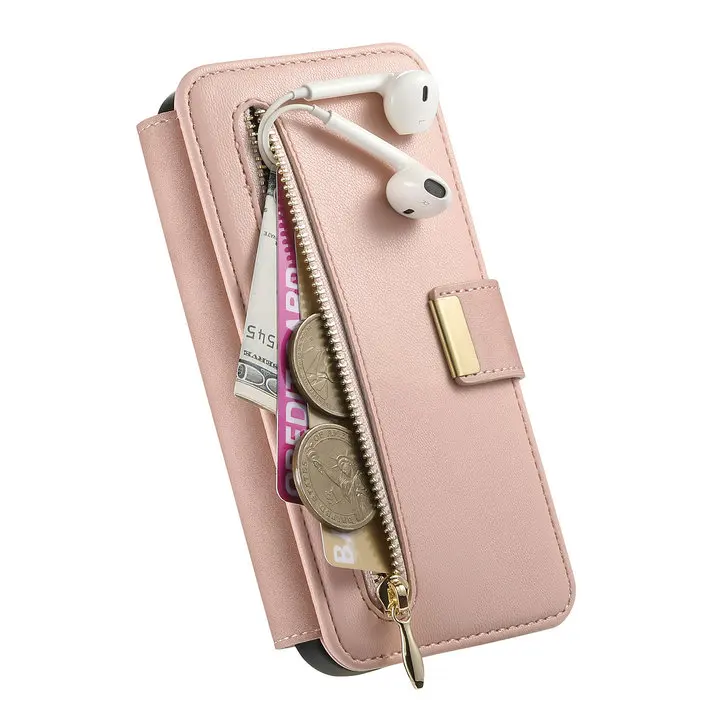 Detachable Leather Zipper Wallet Flip Case