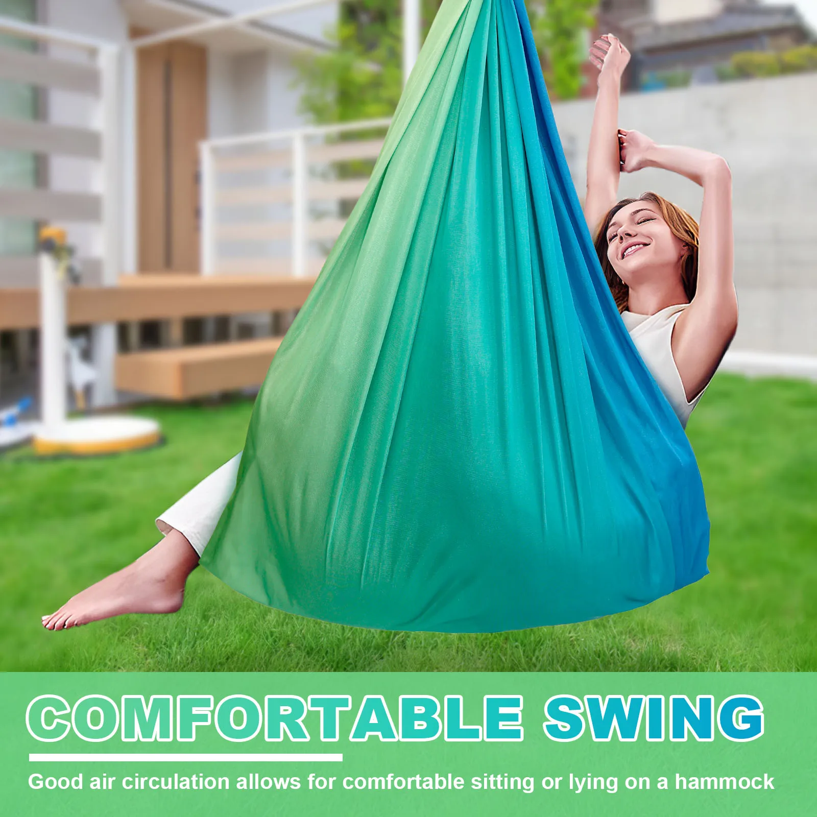 Kids Sensory Swings Double Layer Comfortable Cuddle Swing with 360° Swivel Hanger Holds up to 200 lbs for Adults Indoor Outdoor 5