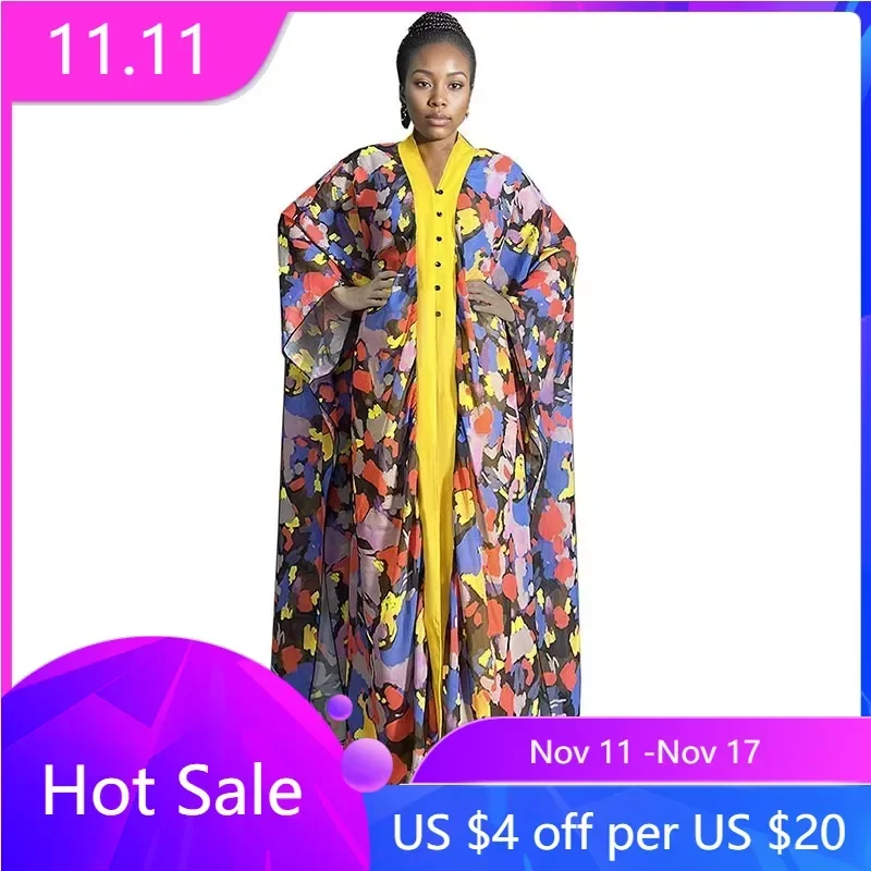 

Африканская одежда для женщин из 2 предметов, Африканский Топ с длинным рукавом и V-образным вырезом и принтом, длинные брюки, подходящие комплекты Дашики, африканская одежда, наряды