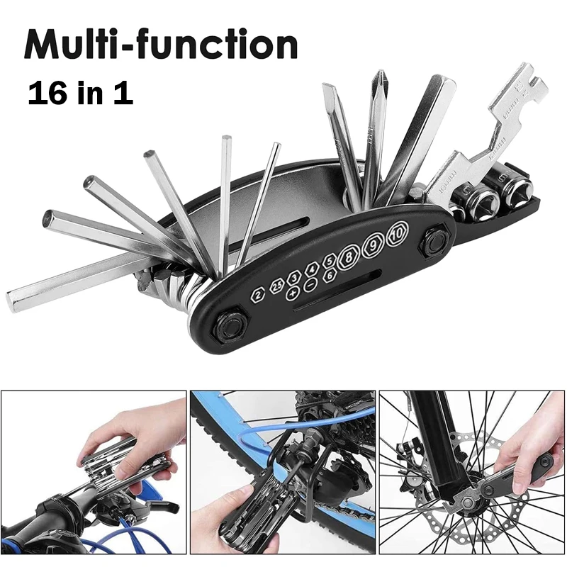 

16 in 1 Multifunction Folding Motorcycle Bicycle Repair Tools Kit Portable Hex Spoke Cycling Screwdriver Tool Moto Accessories
