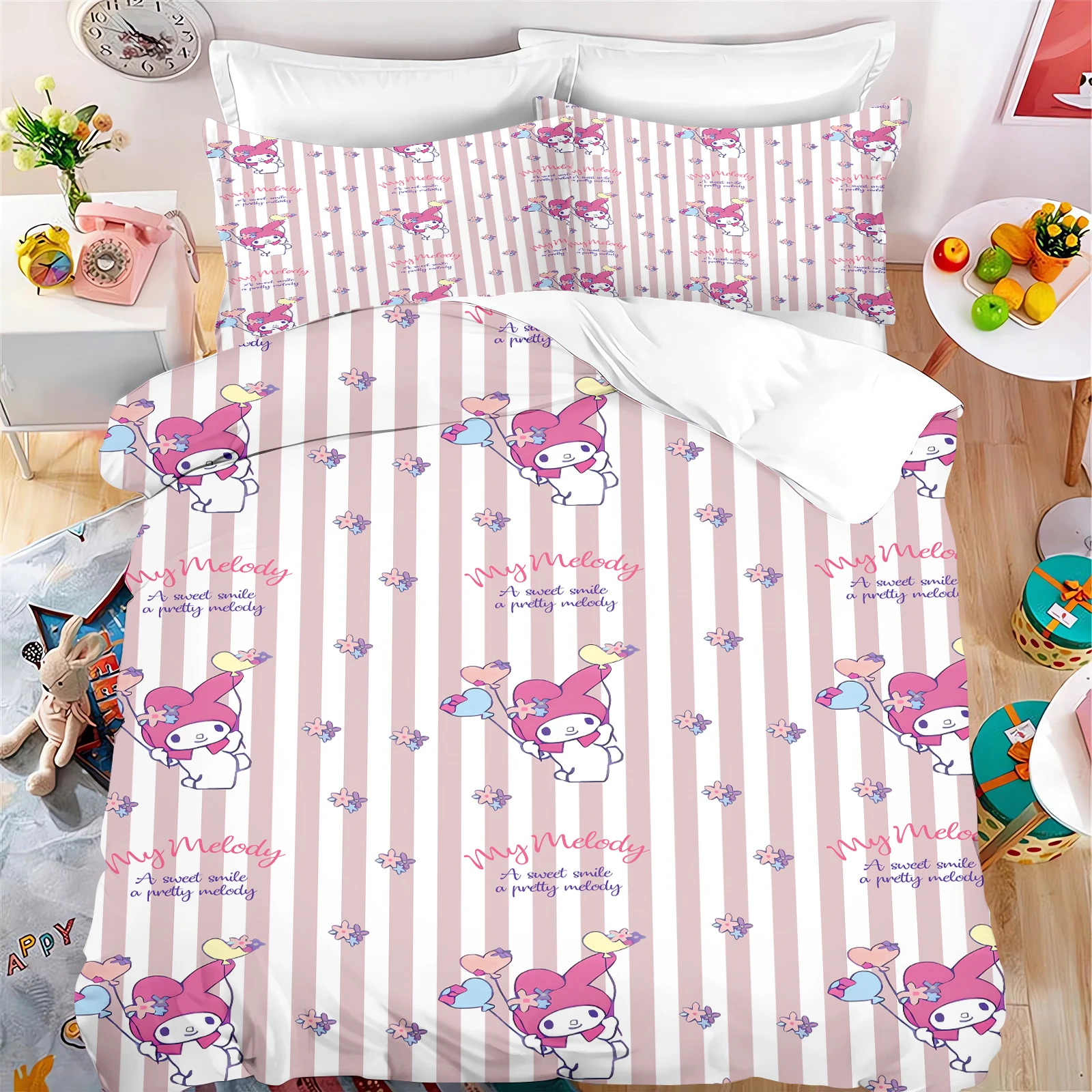 

Sanrio Melody Quilt Cover Anime Cartoon Duvet Printed Comforter 100% Polyester Warmth Bedding Various Sizes