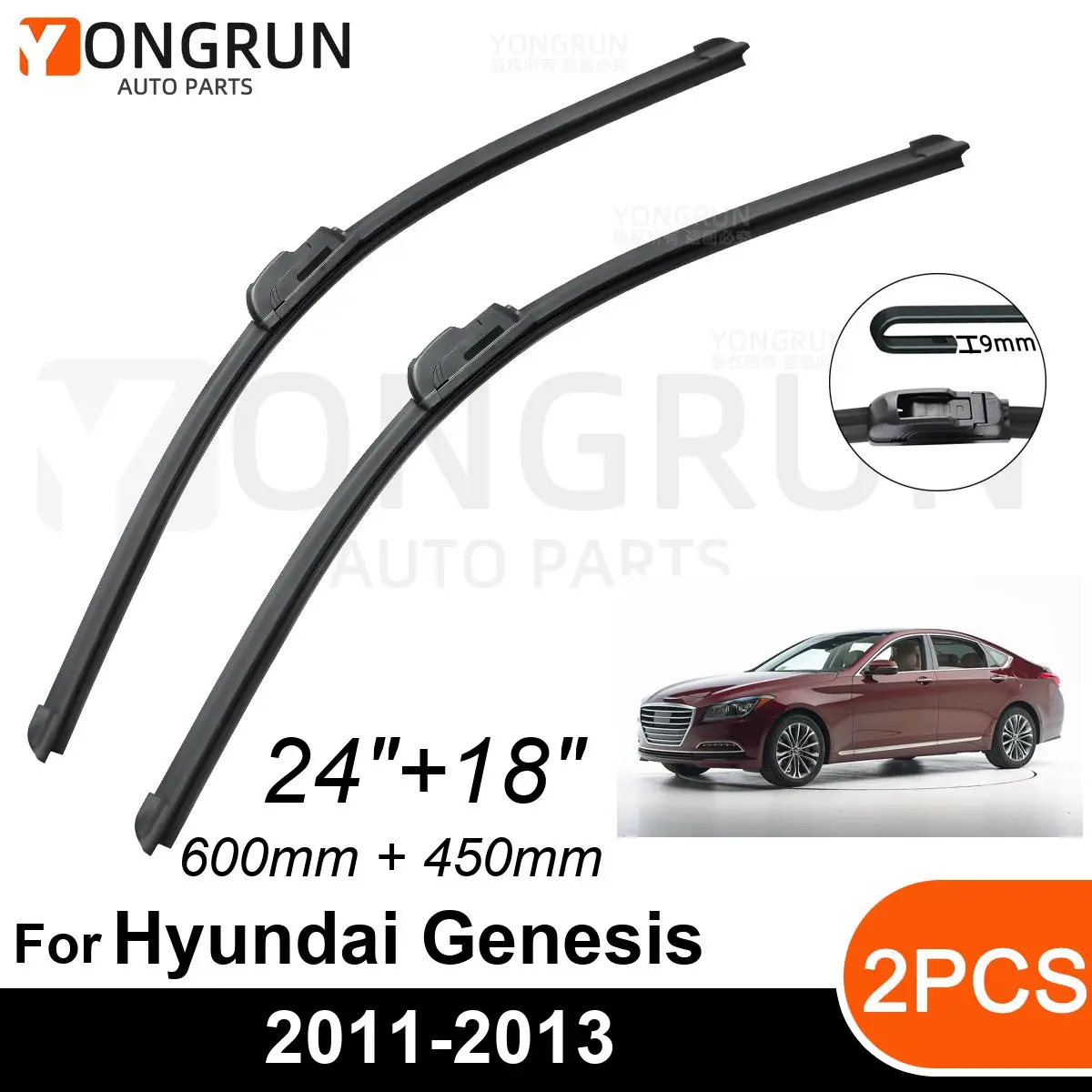 

Стеклоочистители передние Автомобильные для Hyundai Genesis 2011-2013, резиновые стеклоочистители 24 + 18 дюймов, аксессуары для лобового стекла автомобиля