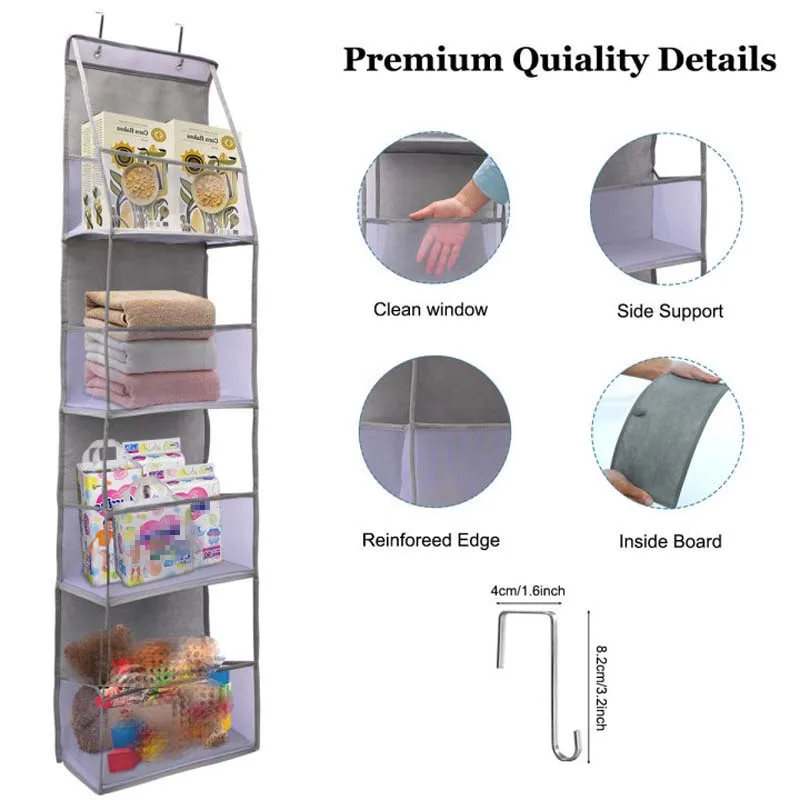 4 Layer Foldable Hanging Storage Bag Multi-functional Fabric Storage Bags for Wall-mounted Cabinet Door Bra Snacks Toys Clothes 3