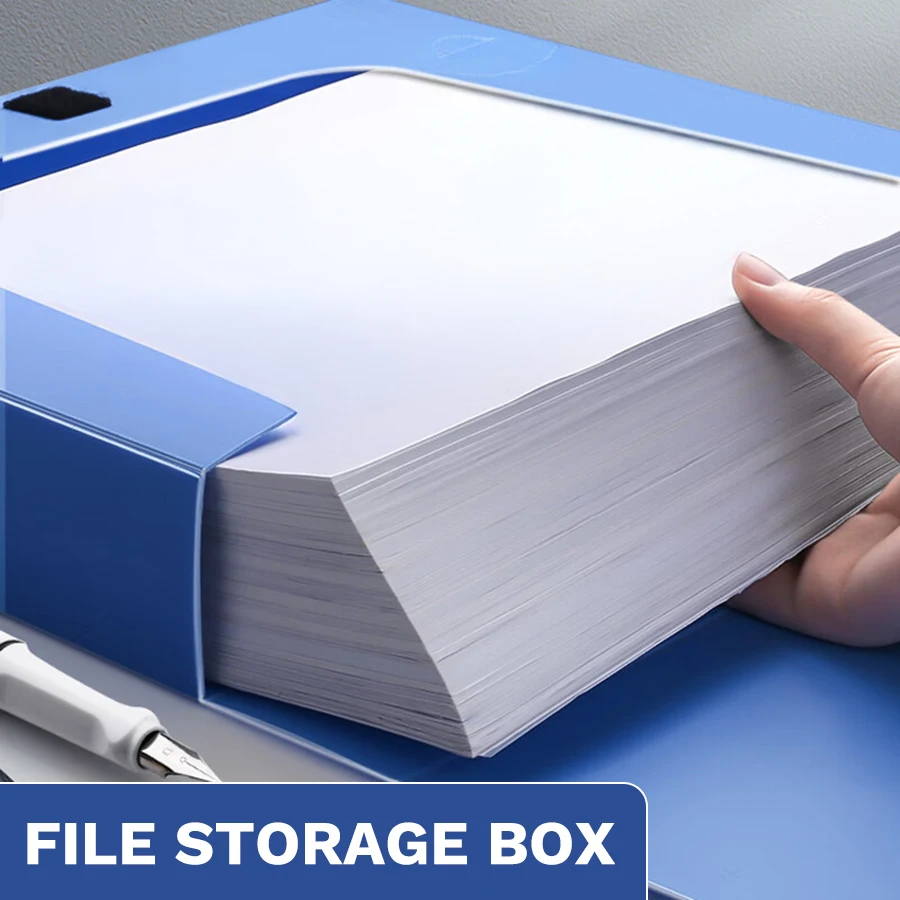 5PCS A4 Foldable File Storage Box Large Capacity Thickened File Document Organizer Office School Student Supplies Storage Box File Folder