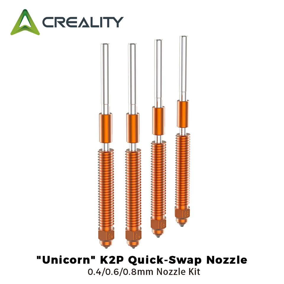 Set Ugelli Unicorno Creality K2 Plus – Kit Cambio Rapido 0.4/0.6/0.8 Mm, 4 Pezzi Nuovi