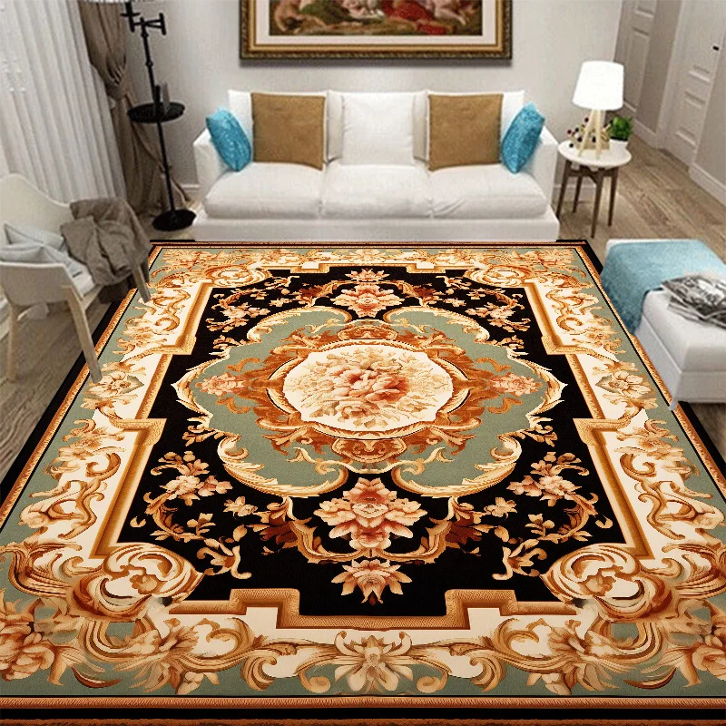 Luxury European Big Size Carpet Living Room Decoration Home Sofa Side Area Rug for Bedroom Non-slip Cloakroom Washable Floor Mat 4
