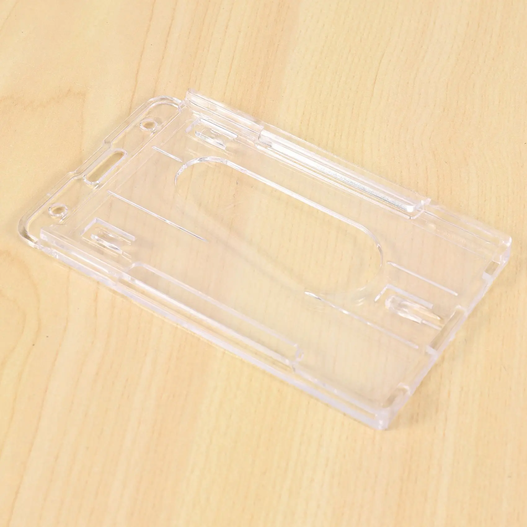 10X 수직 하드 플라스틱 배지 홀더 더블 카드 ID 멀티 투명 10X6cm