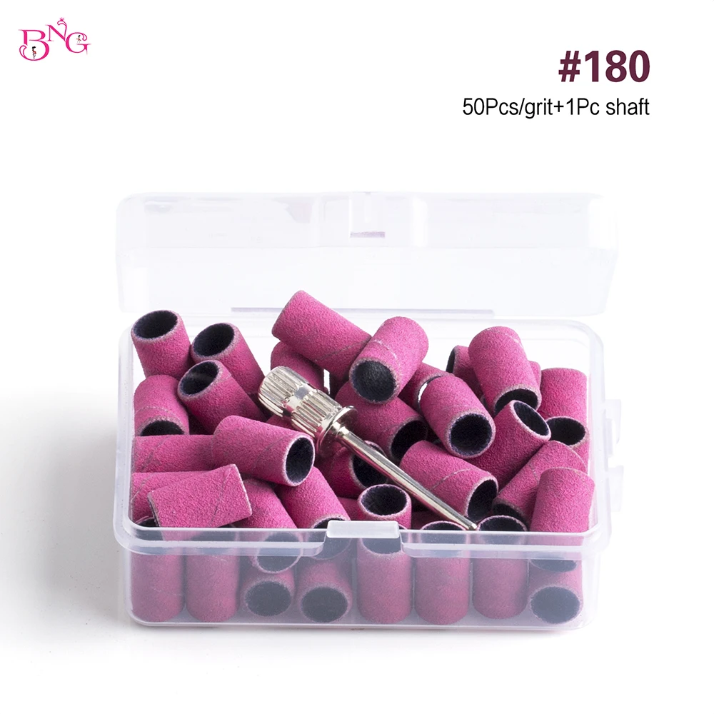 맨드릴 비트가있는 BNG 50Pcs 네일 샌딩 밴드 전문 네일 매니큐어 아크릴 손톱 용 네일 드릴 비트에 적합