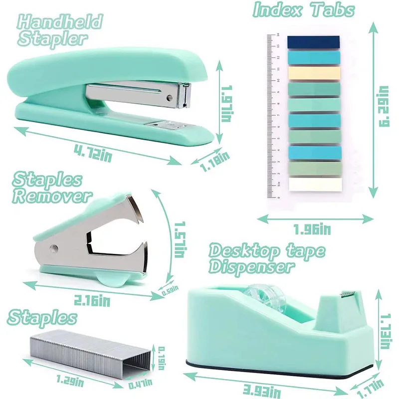 Office Supplies Set Cable Clips Stapler Set Tape Dispenser Staple Remover Staples Clips Scissor And Tabs for Students Office