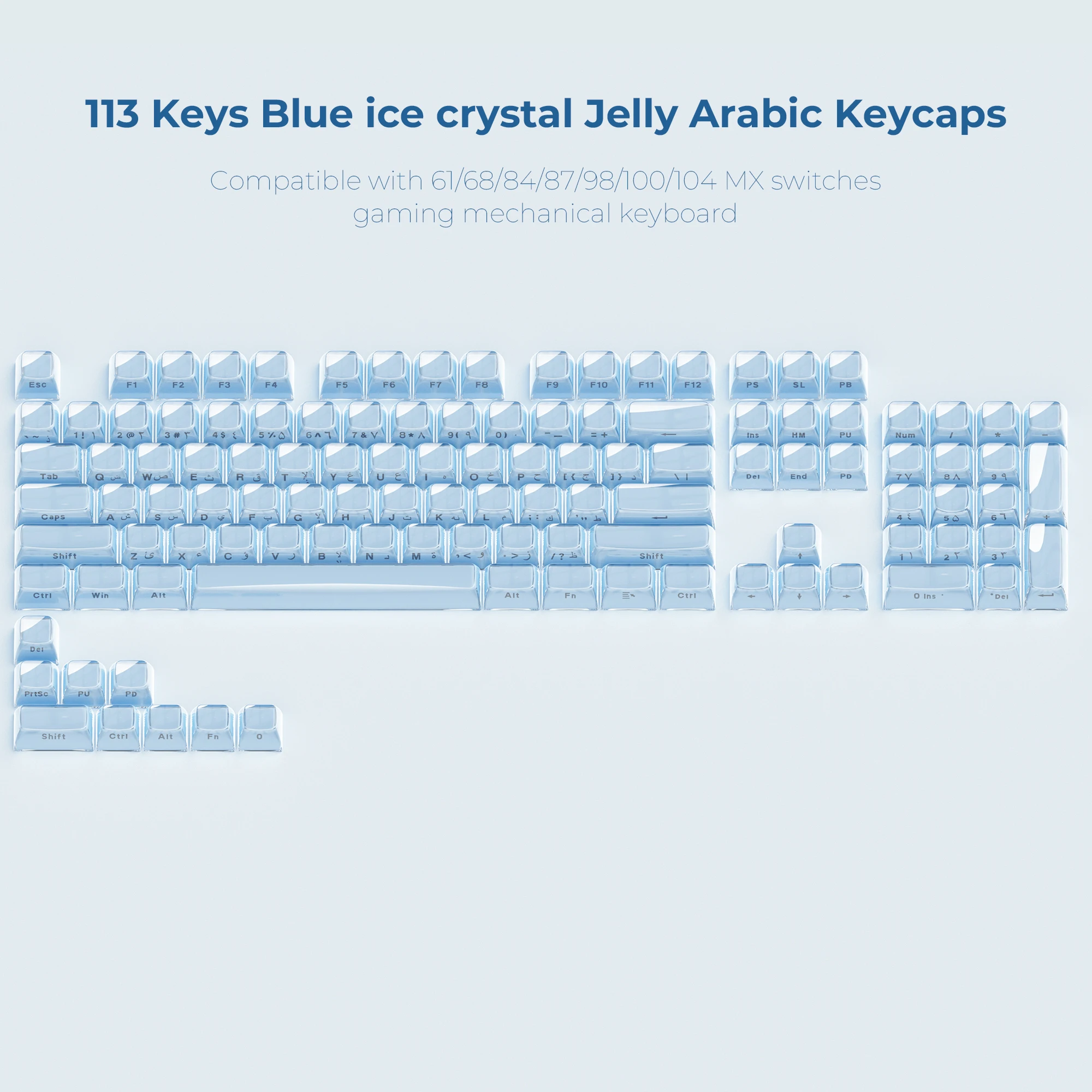 XVX Jelly Crystal Keycaps Side Print Pink/Blue 113keys Double