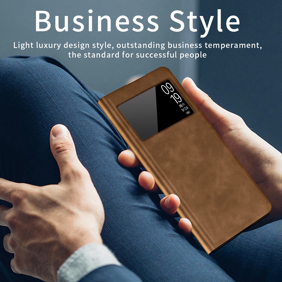 Leather Folding Case with Concealed Stand - High-end Business Holster